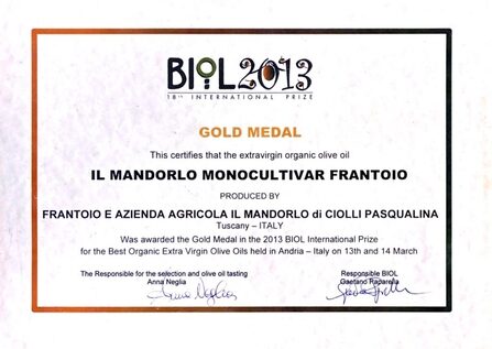Medaglia d'oro al concorso Biol2013