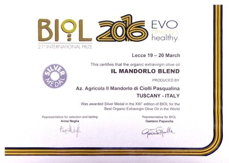 Medaglia d'argento al concorso Biol 2016