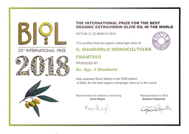 Medaglia d'argento al concorso Biol 2018